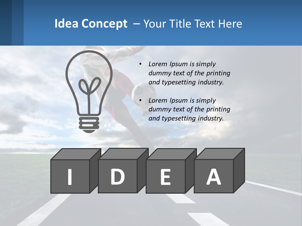 A Man Kicking A Soccer Ball On A Road PowerPoint Template