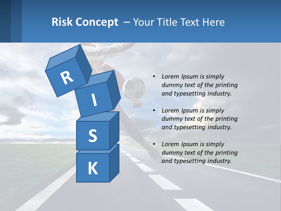 A Man Kicking A Soccer Ball On A Road PowerPoint Template