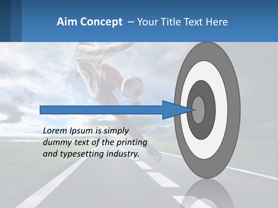 A Man Kicking A Soccer Ball On A Road PowerPoint Template