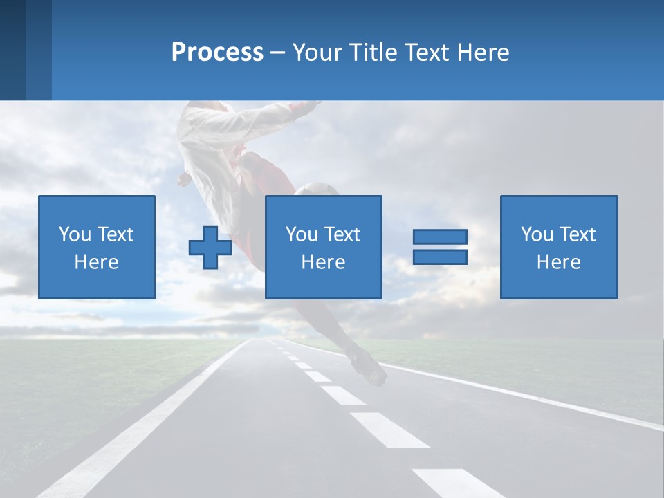 A Man Kicking A Soccer Ball On A Road PowerPoint Template