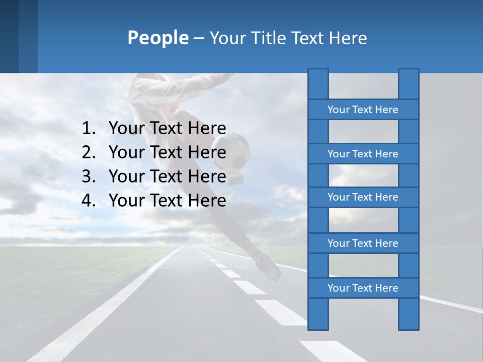 A Man Kicking A Soccer Ball On A Road PowerPoint Template