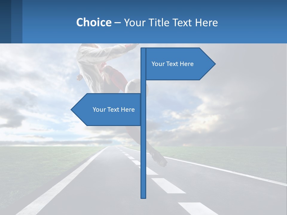 A Man Kicking A Soccer Ball On A Road PowerPoint Template