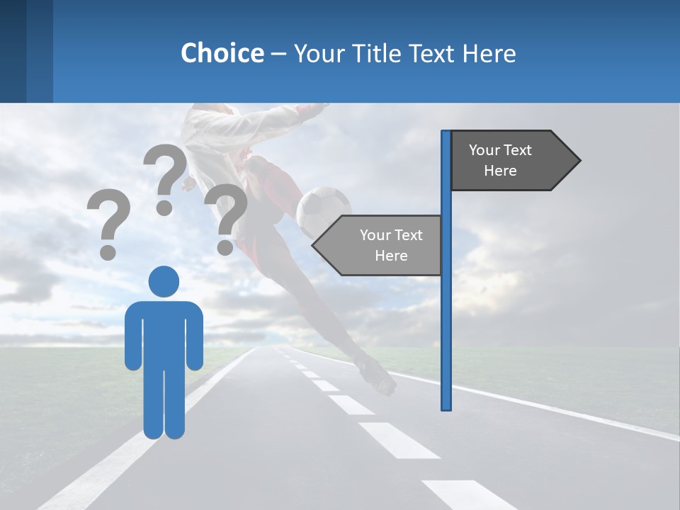 A Man Kicking A Soccer Ball On A Road PowerPoint Template
