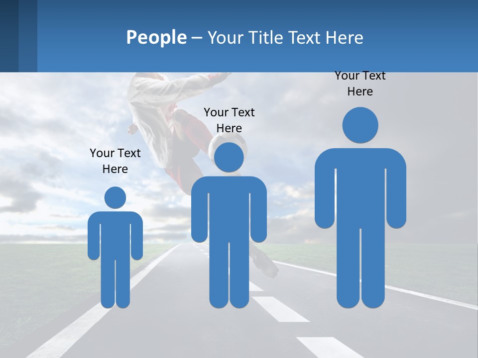 A Man Kicking A Soccer Ball On A Road PowerPoint Template