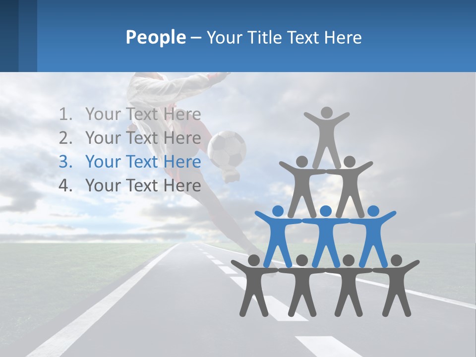 A Man Kicking A Soccer Ball On A Road PowerPoint Template