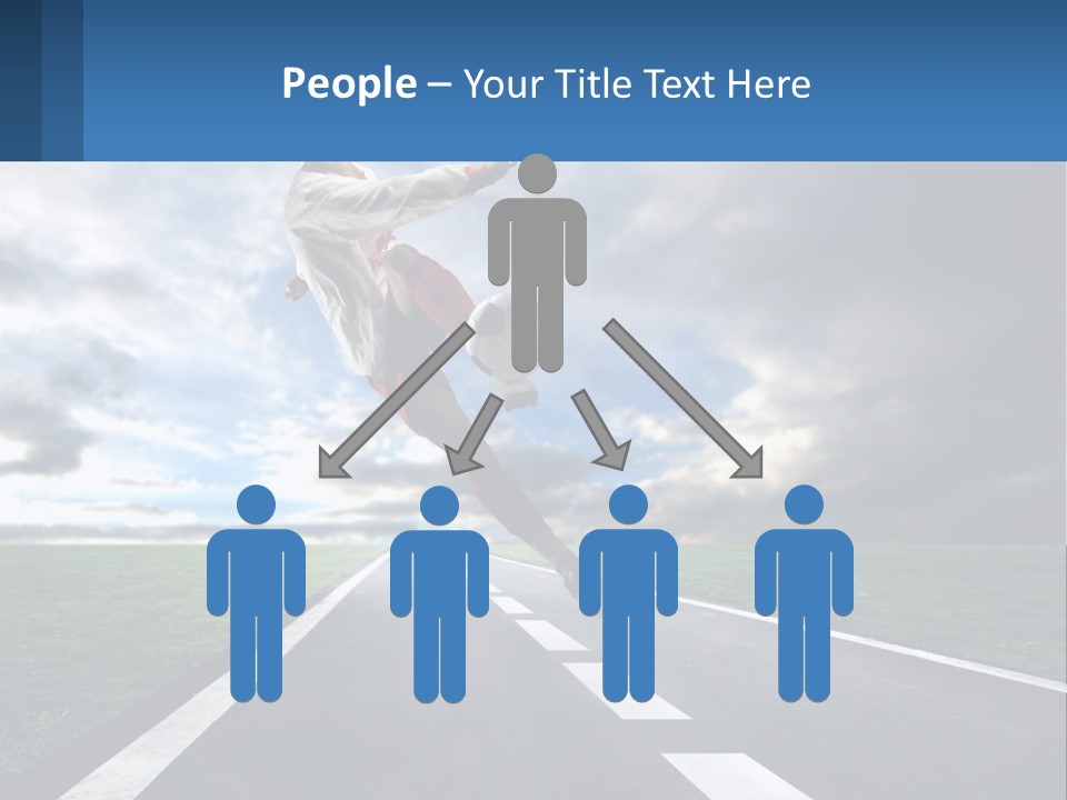 A Man Kicking A Soccer Ball On A Road PowerPoint Template