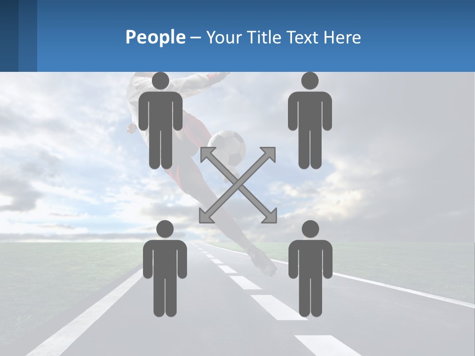 A Man Kicking A Soccer Ball On A Road PowerPoint Template