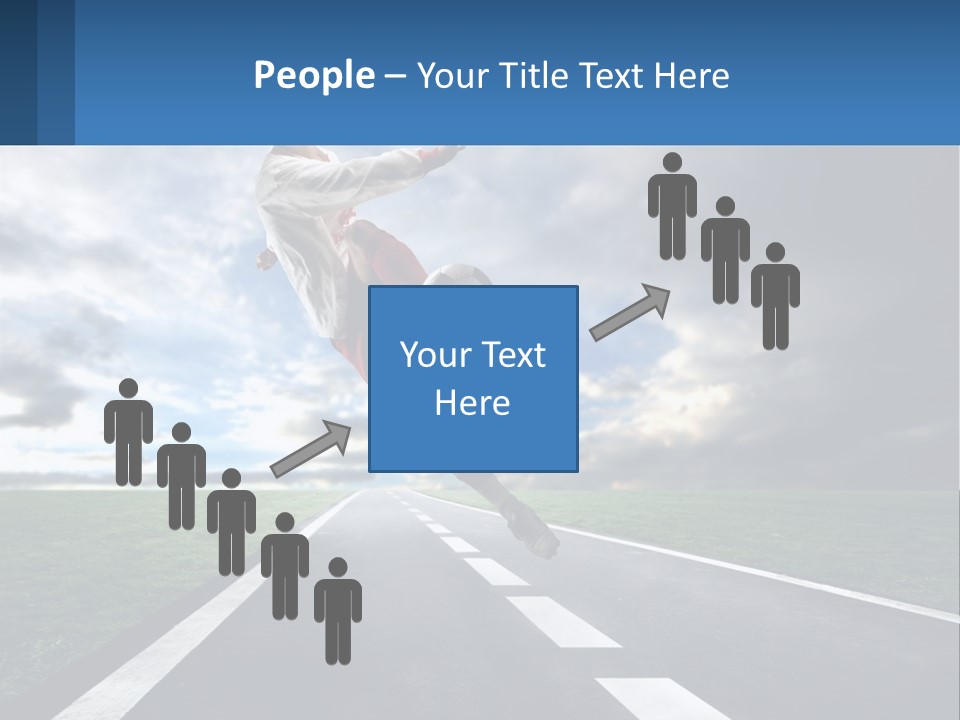 A Man Kicking A Soccer Ball On A Road PowerPoint Template