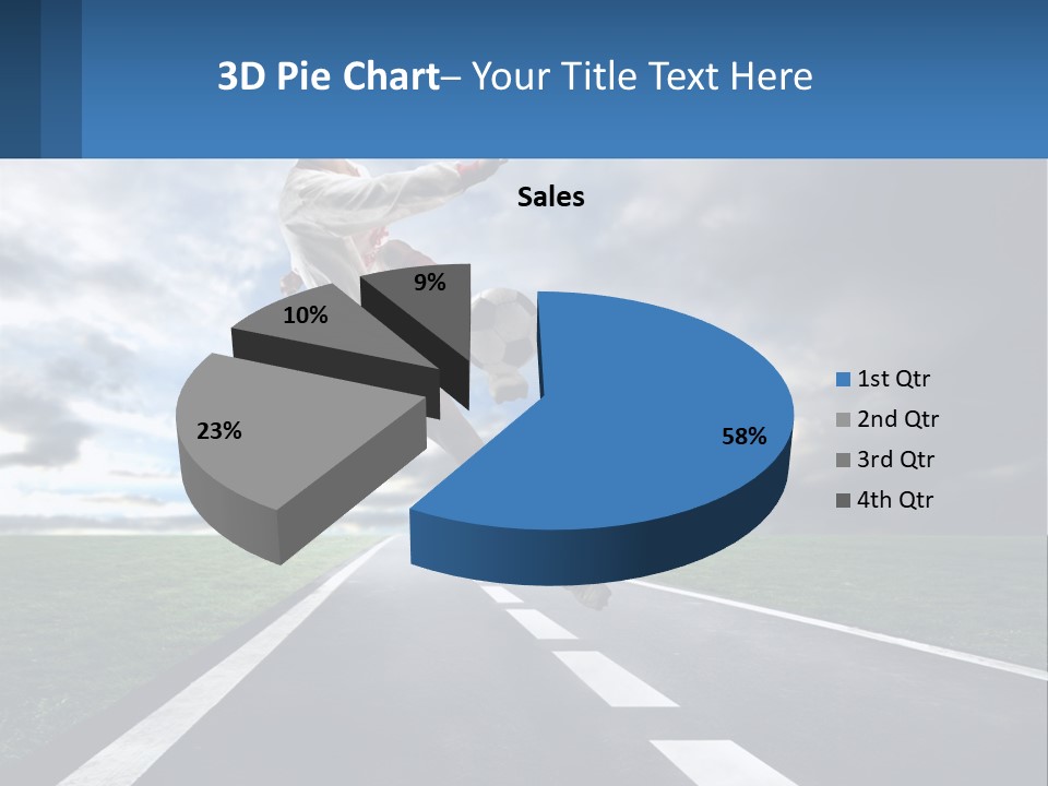 A Man Kicking A Soccer Ball On A Road PowerPoint Template