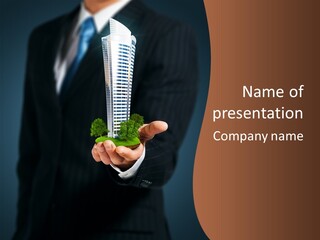 A Man In A Suit Holding A Piece Of Broccoli PowerPoint Template