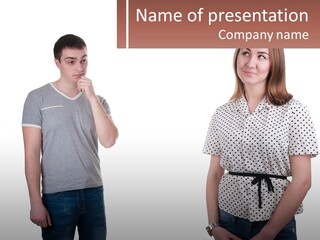 A Man And A Woman Standing Next To Each Other PowerPoint Template