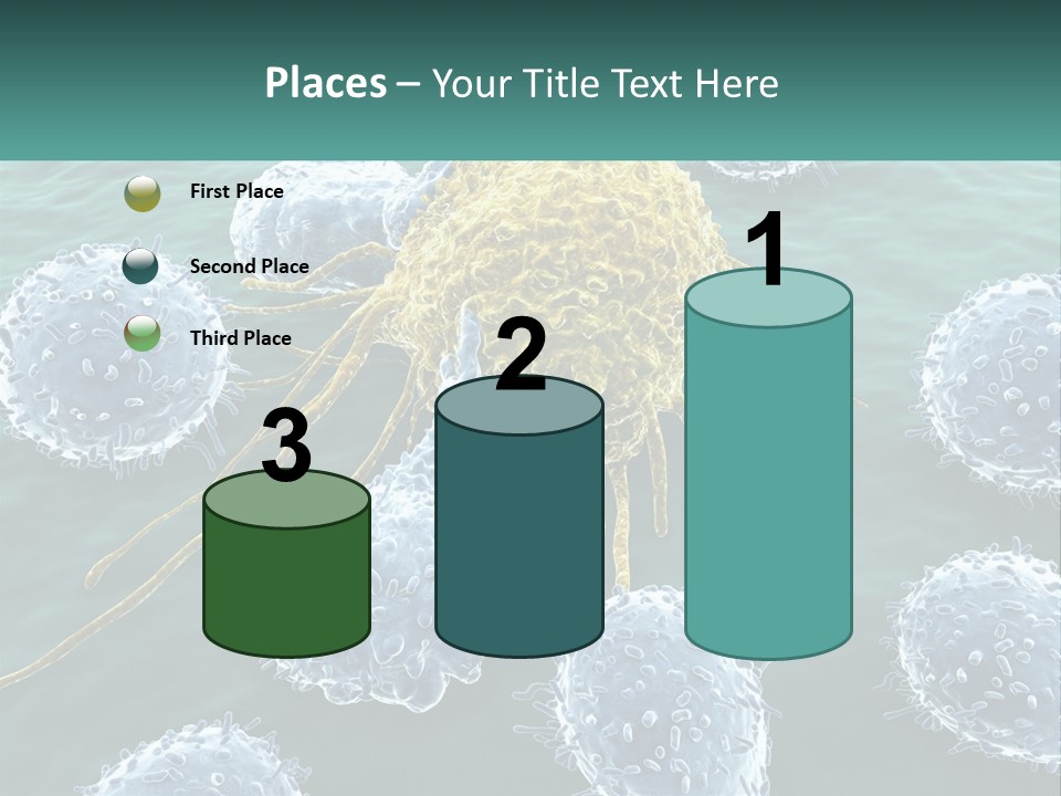 A Group Of Blue And Yellow Cells In The Water PowerPoint Template