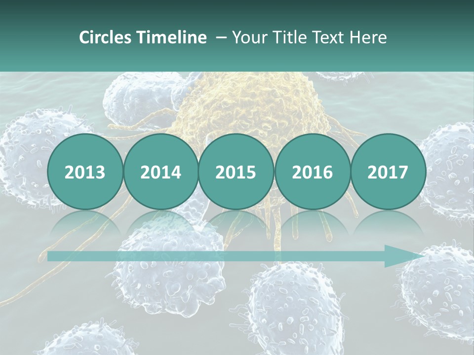 A Group Of Blue And Yellow Cells In The Water PowerPoint Template