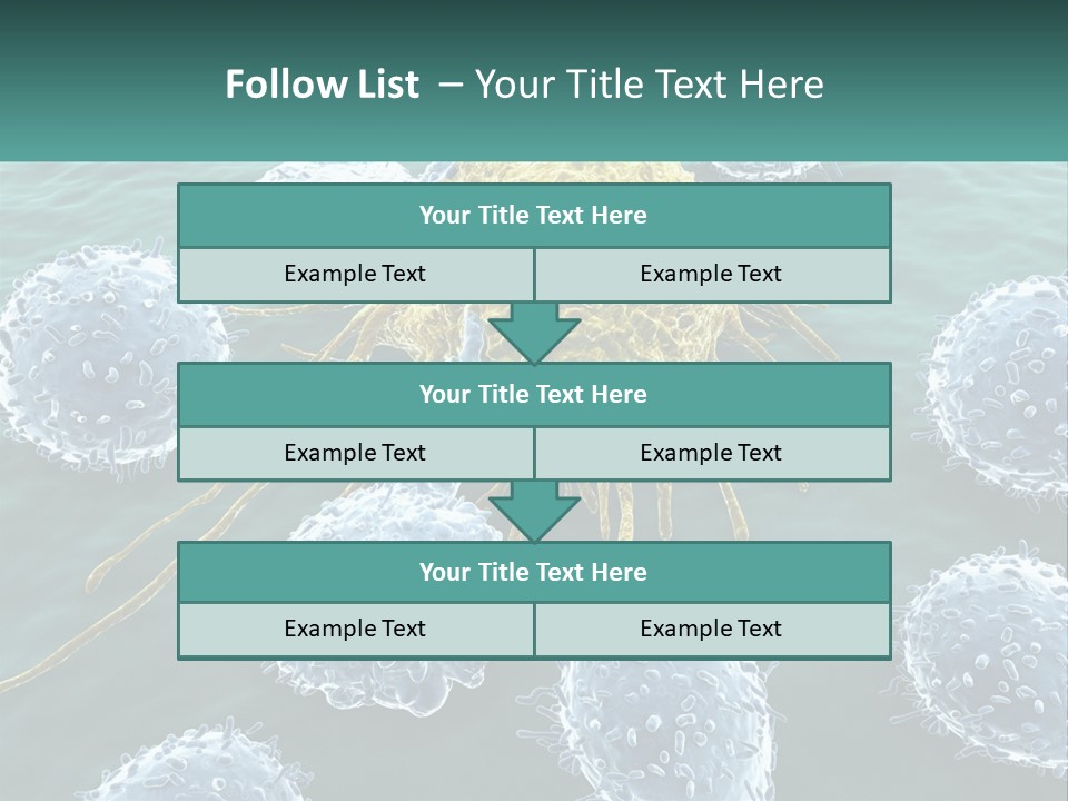 A Group Of Blue And Yellow Cells In The Water PowerPoint Template