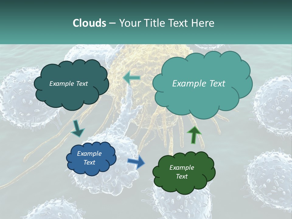 A Group Of Blue And Yellow Cells In The Water PowerPoint Template