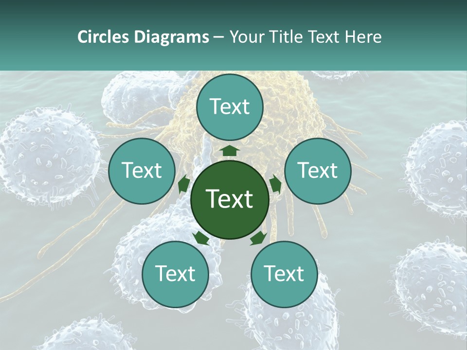 A Group Of Blue And Yellow Cells In The Water PowerPoint Template