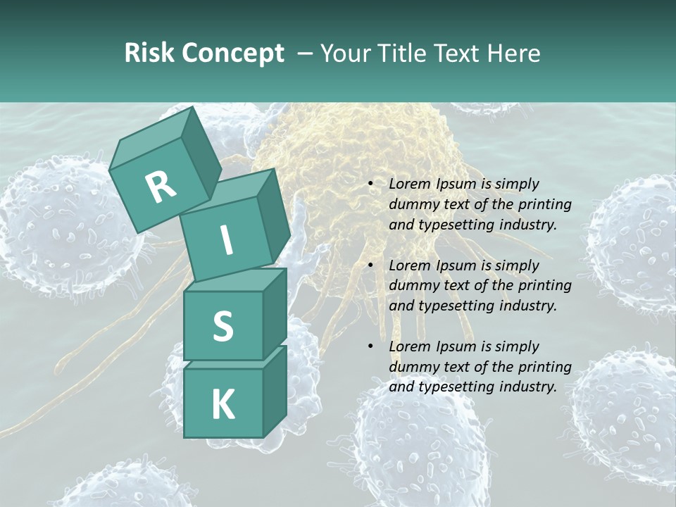 A Group Of Blue And Yellow Cells In The Water PowerPoint Template