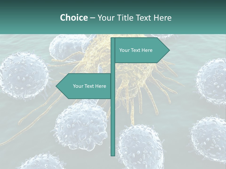 A Group Of Blue And Yellow Cells In The Water PowerPoint Template