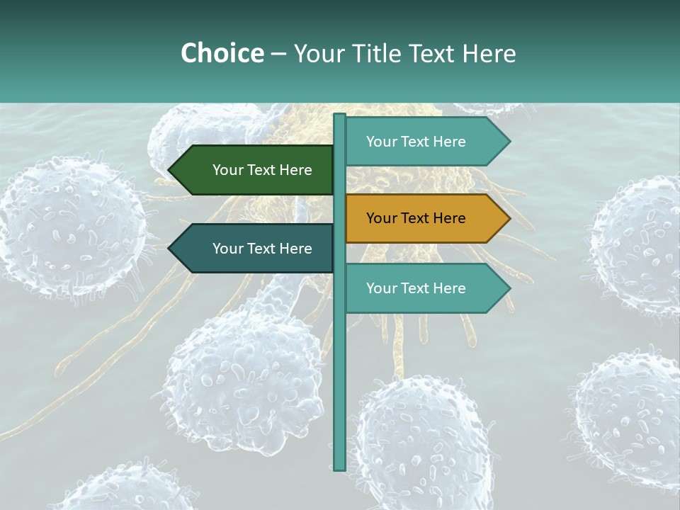 A Group Of Blue And Yellow Cells In The Water PowerPoint Template