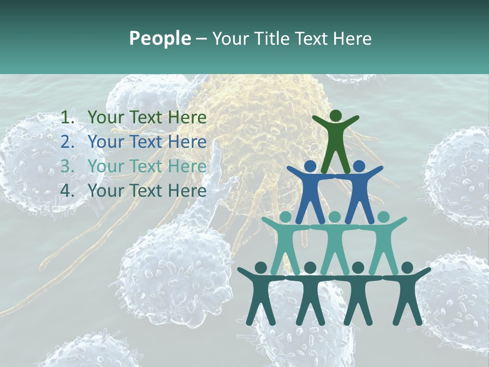 A Group Of Blue And Yellow Cells In The Water PowerPoint Template