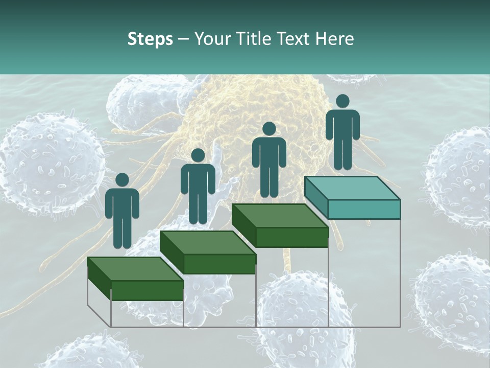 A Group Of Blue And Yellow Cells In The Water PowerPoint Template