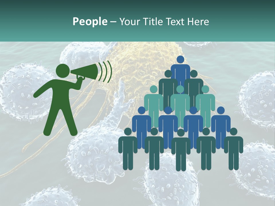 A Group Of Blue And Yellow Cells In The Water PowerPoint Template