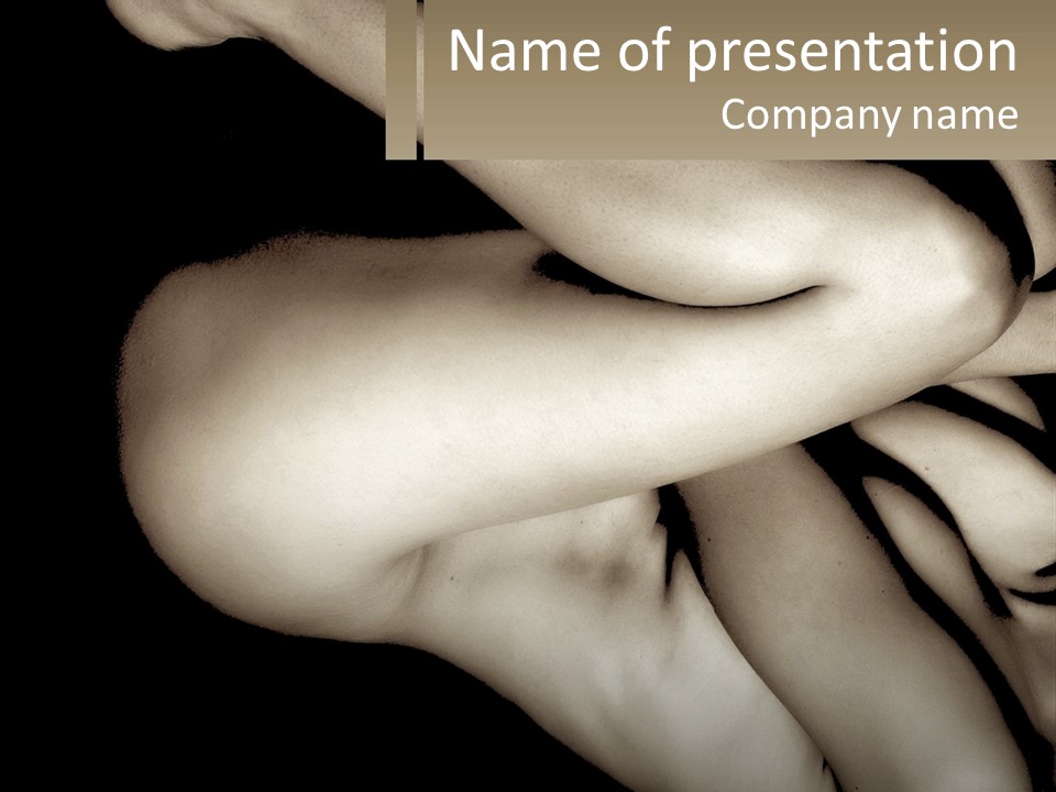 A Nude Woman With Her Arms Around Her Body PowerPoint Template