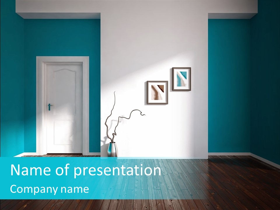 A Room With A Door And A Picture On The Wall PowerPoint Template