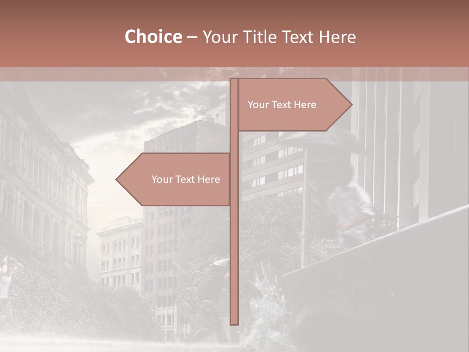 A Man Walking Across A Bridge In The Rain PowerPoint Template