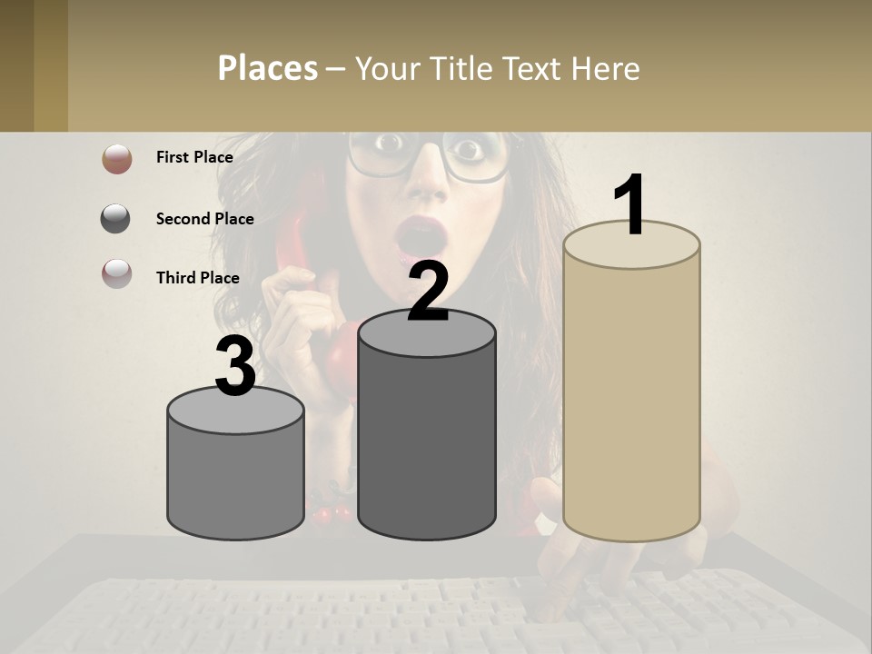 A Woman Holding A Red Telephone Up To Her Face PowerPoint Template