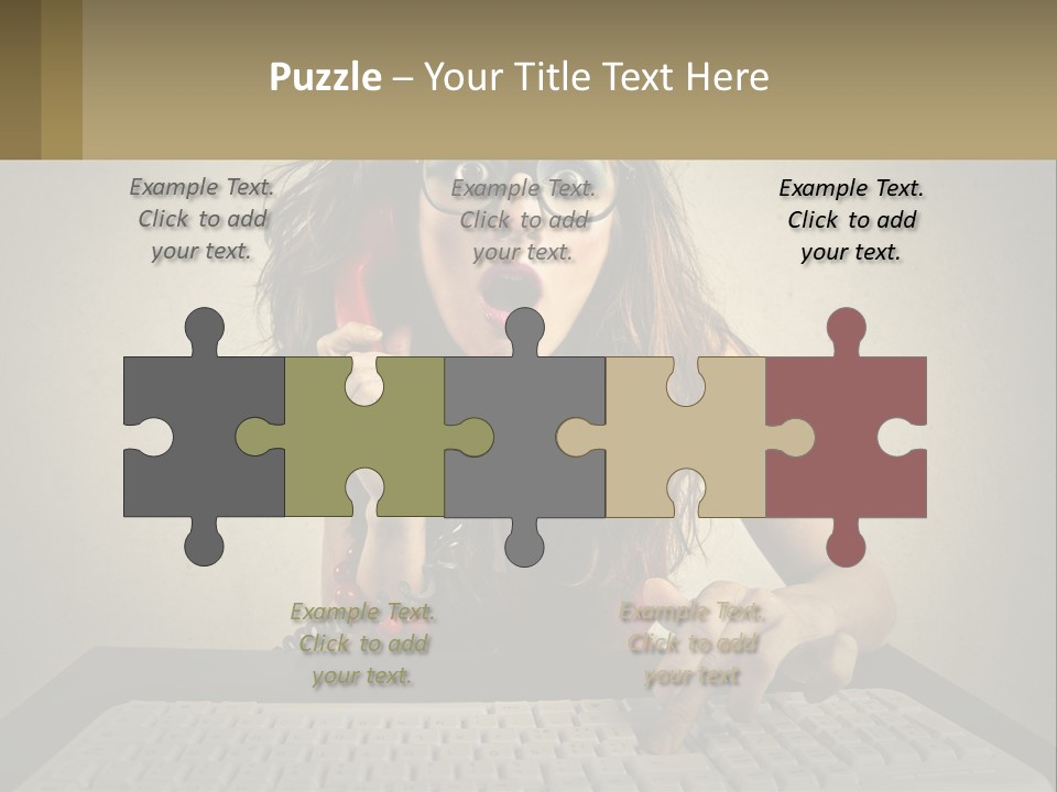 A Woman Holding A Red Telephone Up To Her Face PowerPoint Template