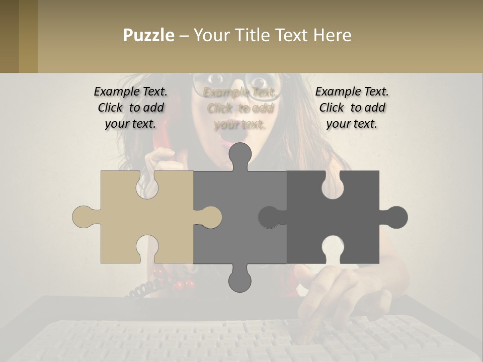 A Woman Holding A Red Telephone Up To Her Face PowerPoint Template