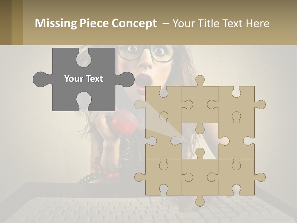 A Woman Holding A Red Telephone Up To Her Face PowerPoint Template