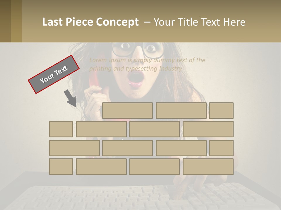 A Woman Holding A Red Telephone Up To Her Face PowerPoint Template