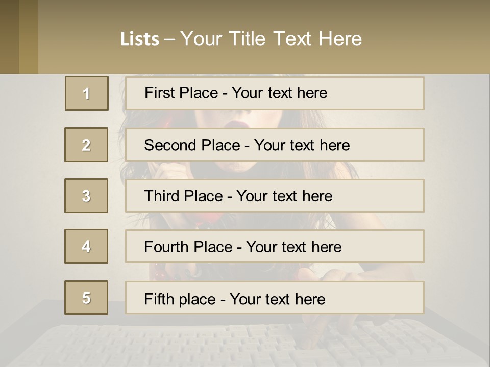 A Woman Holding A Red Telephone Up To Her Face PowerPoint Template