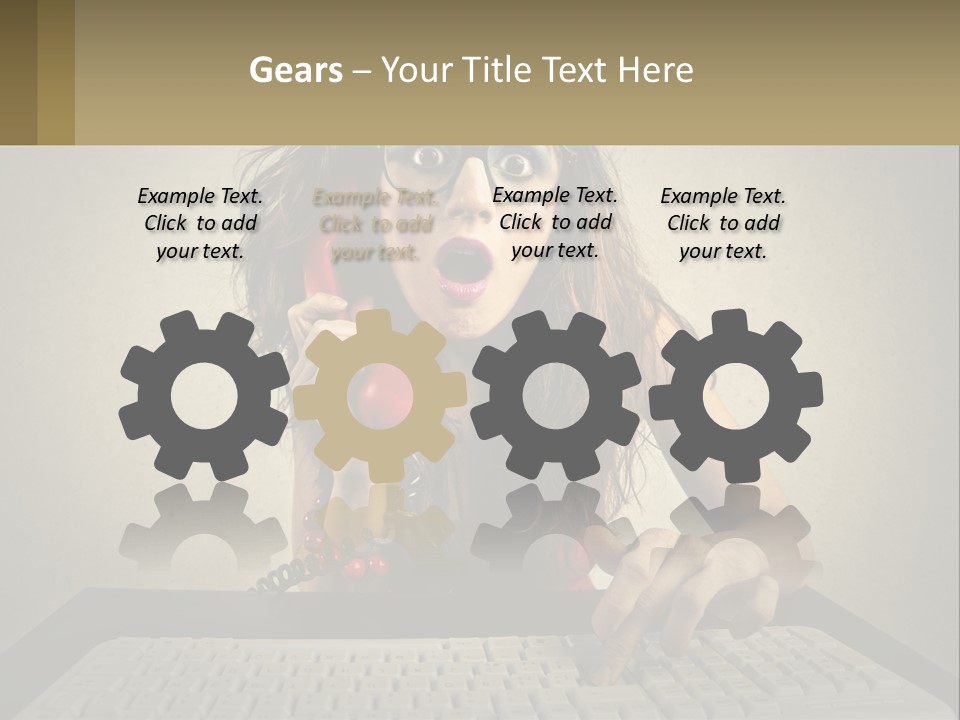 A Woman Holding A Red Telephone Up To Her Face PowerPoint Template