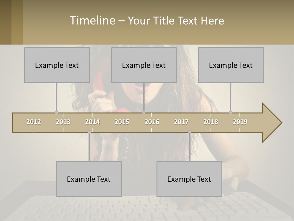 A Woman Holding A Red Telephone Up To Her Face PowerPoint Template