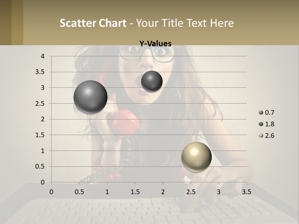 A Woman Holding A Red Telephone Up To Her Face PowerPoint Template