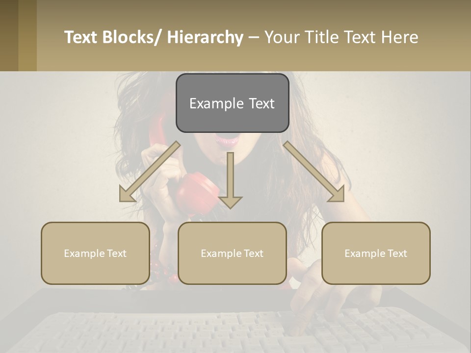 A Woman Holding A Red Telephone Up To Her Face PowerPoint Template