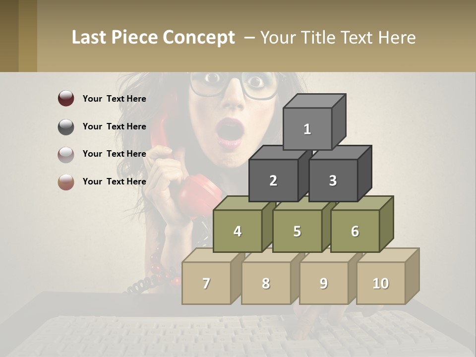 A Woman Holding A Red Telephone Up To Her Face PowerPoint Template