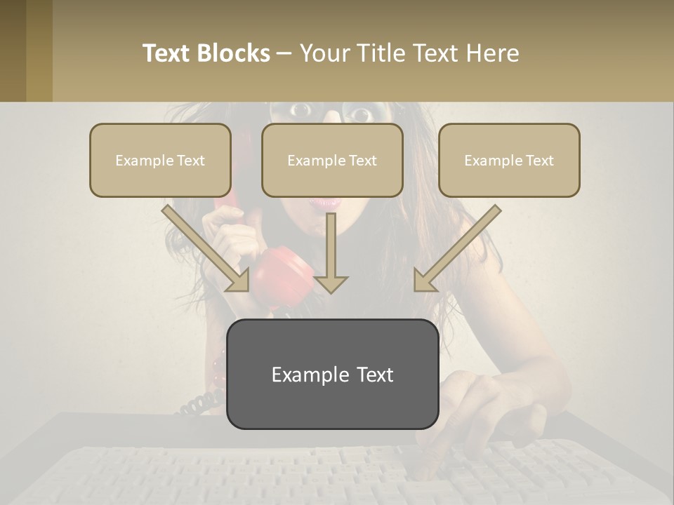 A Woman Holding A Red Telephone Up To Her Face PowerPoint Template