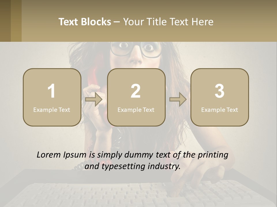 A Woman Holding A Red Telephone Up To Her Face PowerPoint Template