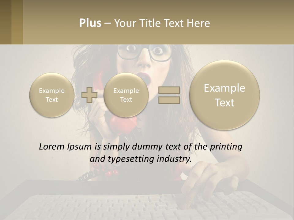 A Woman Holding A Red Telephone Up To Her Face PowerPoint Template