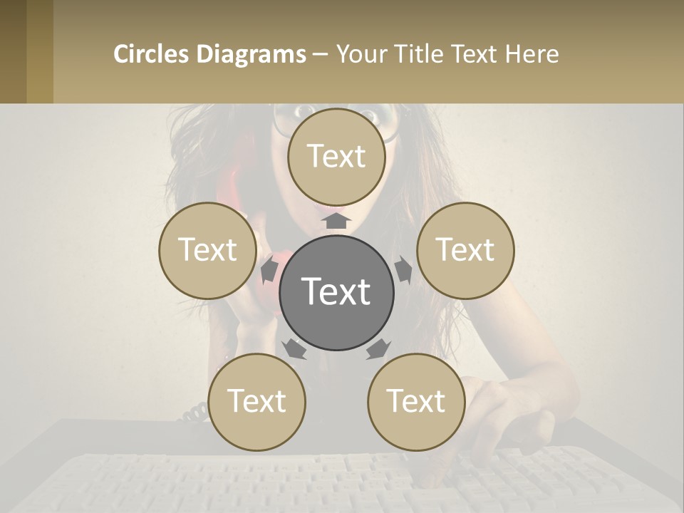 A Woman Holding A Red Telephone Up To Her Face PowerPoint Template