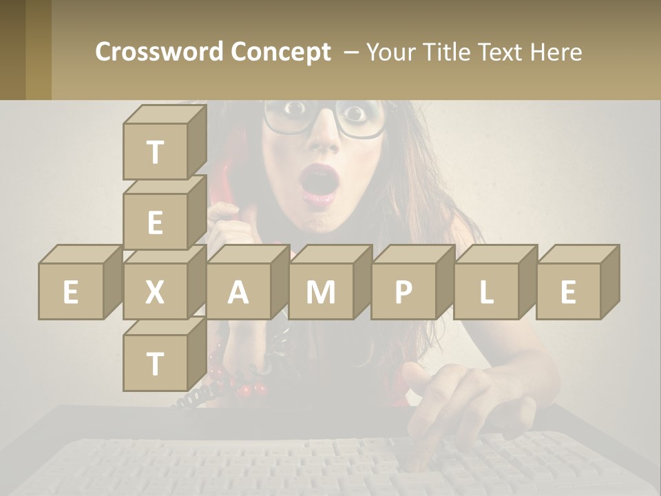 A Woman Holding A Red Telephone Up To Her Face PowerPoint Template