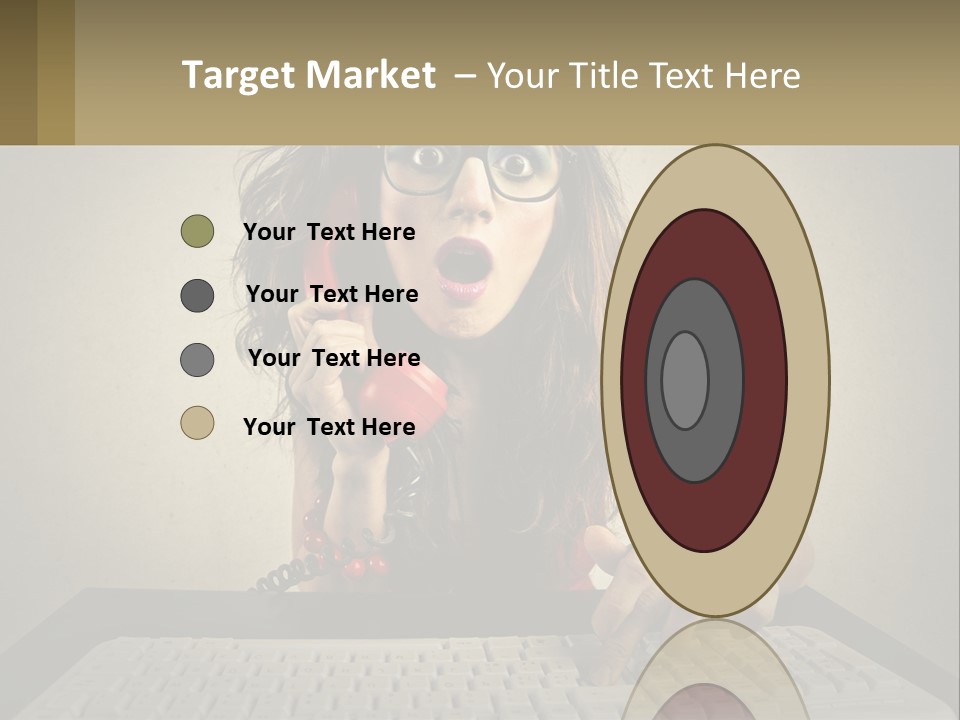 A Woman Holding A Red Telephone Up To Her Face PowerPoint Template