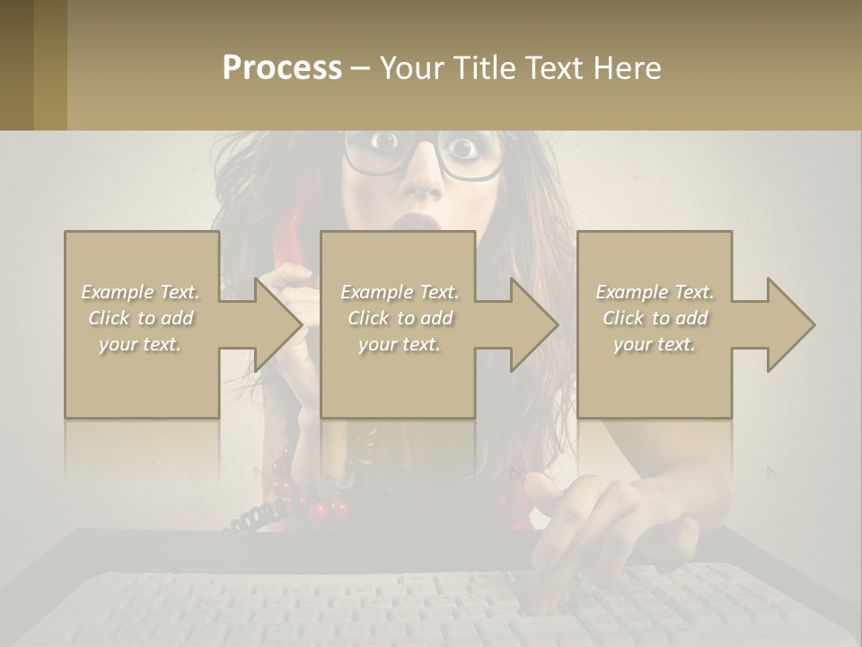 A Woman Holding A Red Telephone Up To Her Face PowerPoint Template