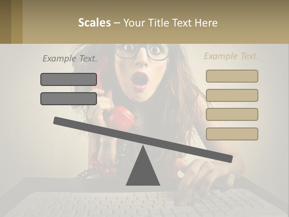 A Woman Holding A Red Telephone Up To Her Face PowerPoint Template