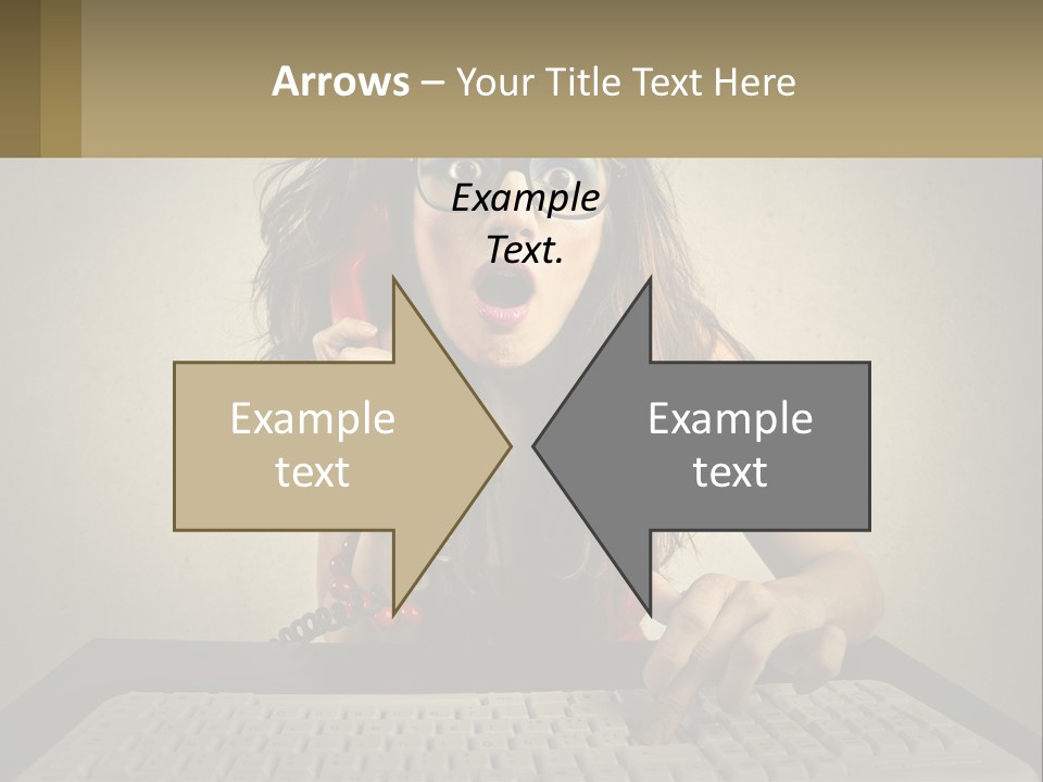 A Woman Holding A Red Telephone Up To Her Face PowerPoint Template