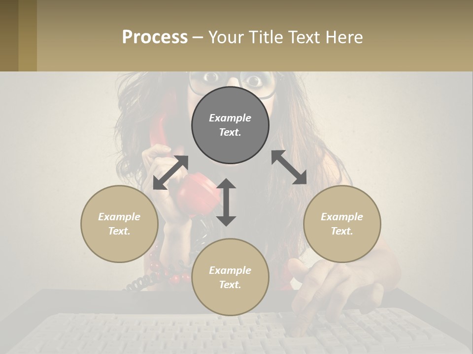 A Woman Holding A Red Telephone Up To Her Face PowerPoint Template